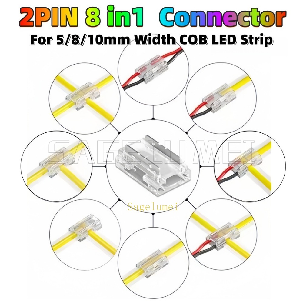 Candle X - 8-in-1 2-poliger COB-LED-Streifen-Anschluss L/T/X-Formplatine zum Draht/Draht