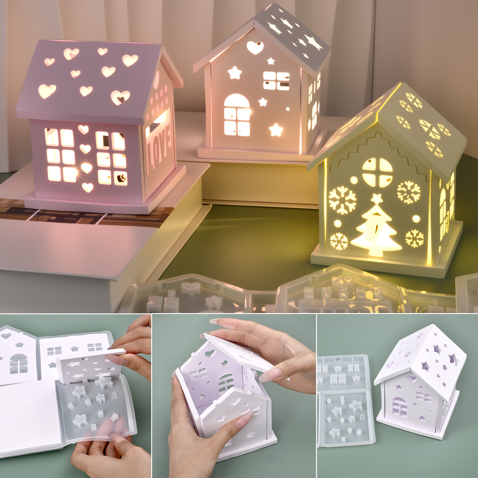 Candle Making Tools - 3D Haus Silikonform DIY Weihnachtsbaum Liebe